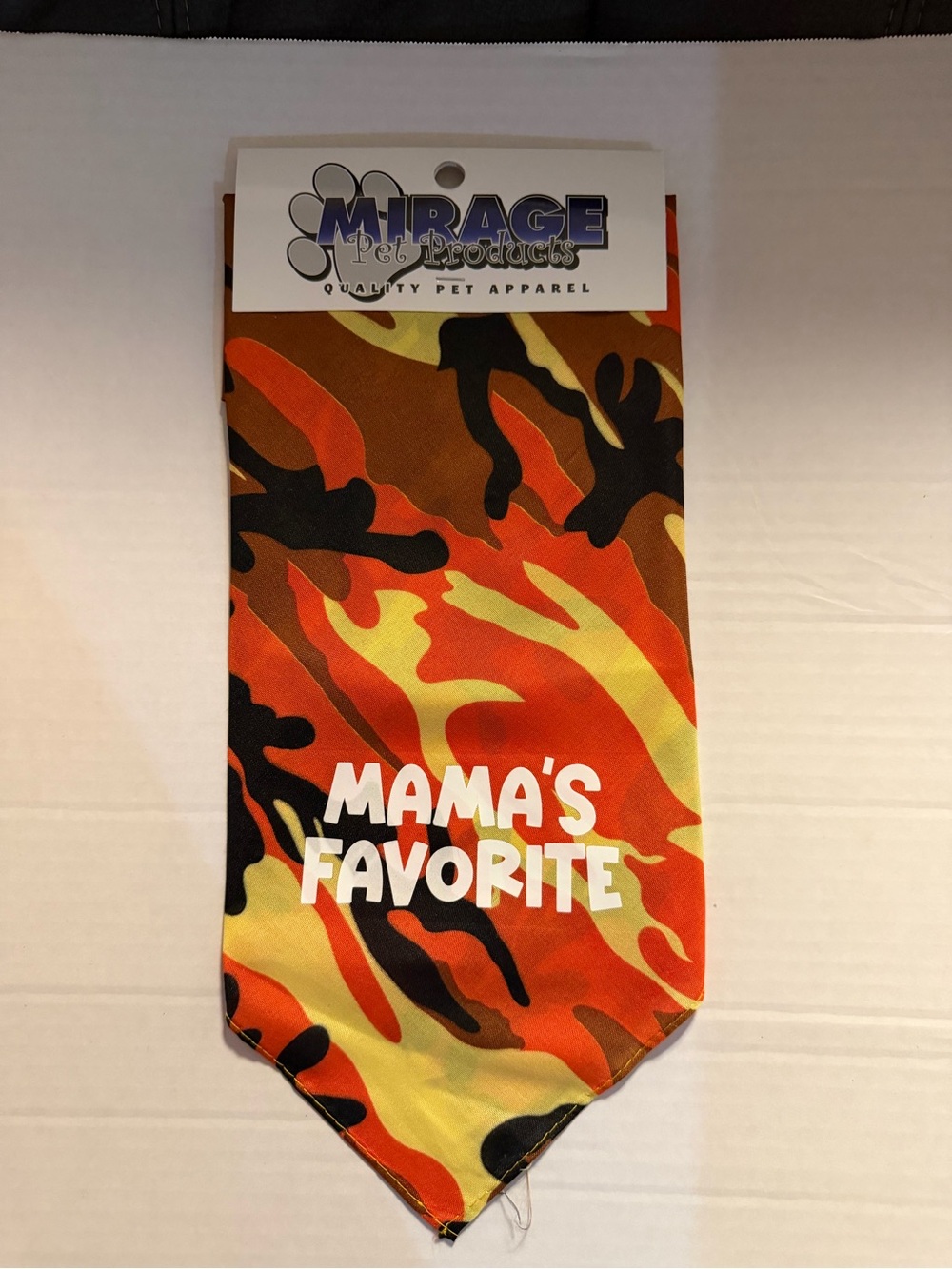 Mirage Pet Apparel "Mama's Favorite" Orange Camo Dog Bandana